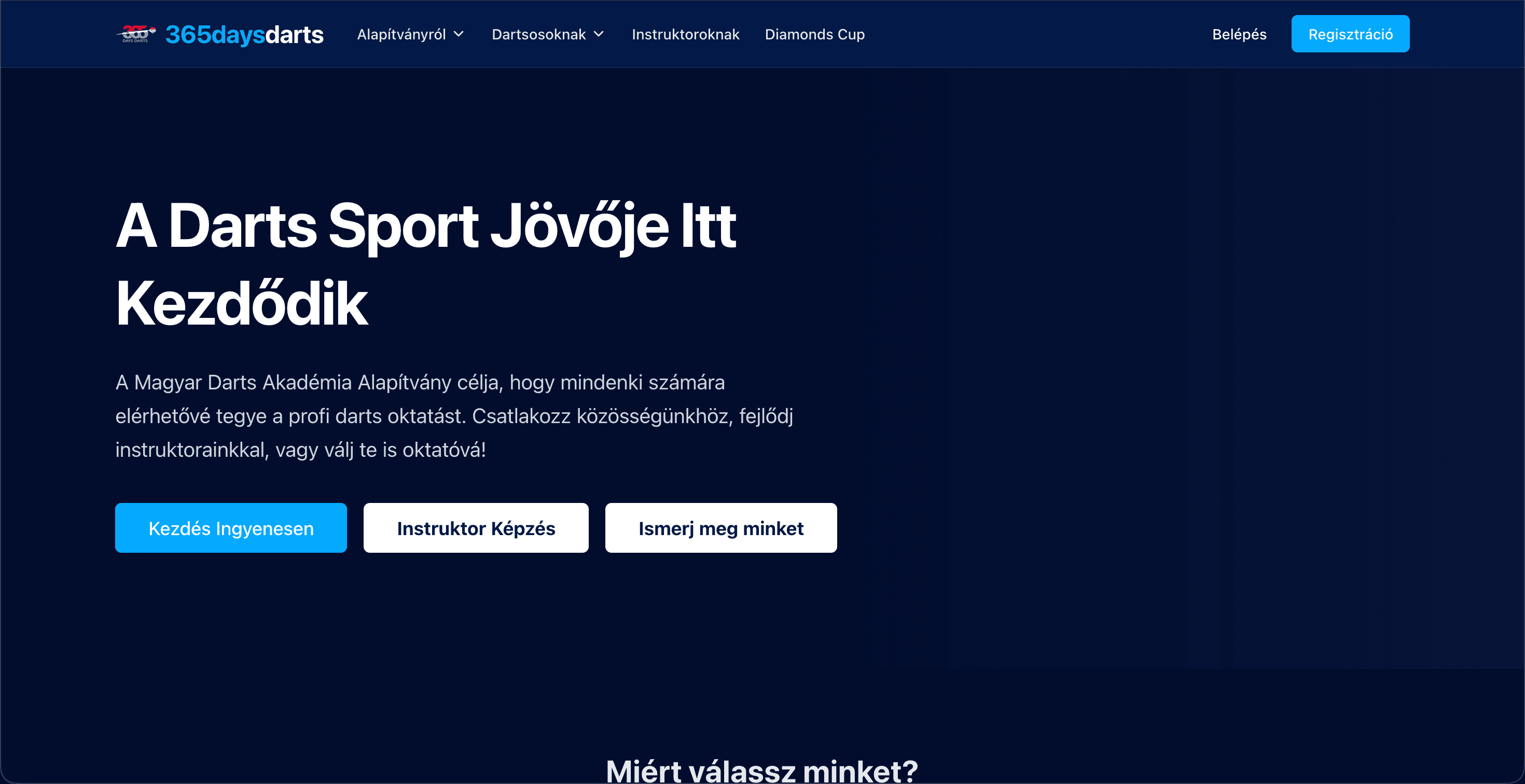 Magyar Darts Akadémia weboldal screenshot